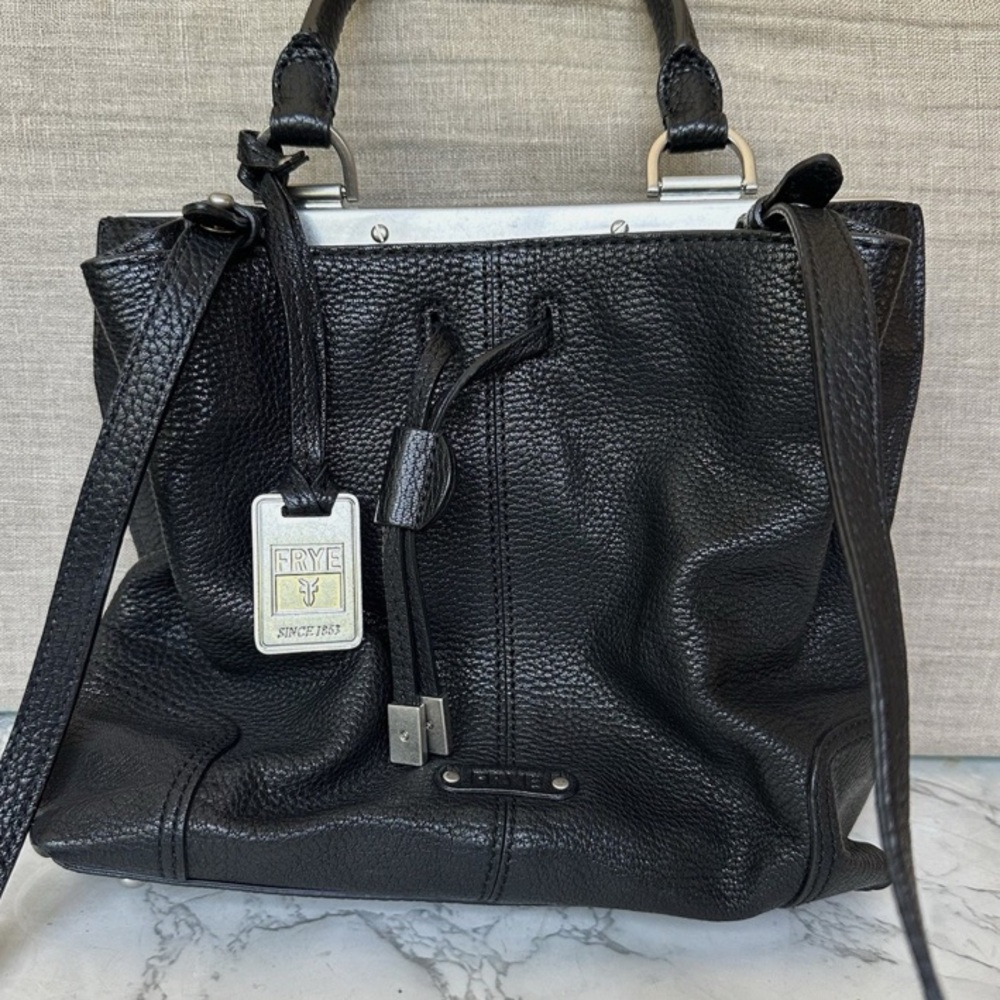 Frye Black Fay Leather framed Crossbody Bag unique!